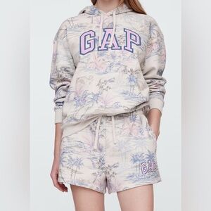 NWT Gap Palm Print Set Matching Hoodie Sweatshirt & Shorts Size LG